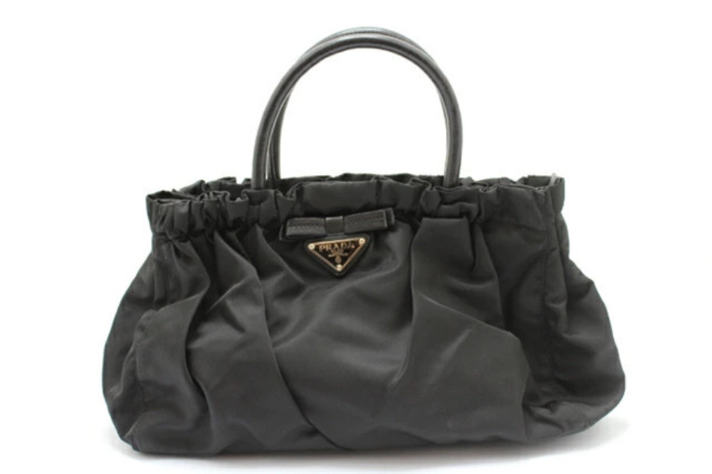 Prada Crossbody Tessuto Saffiano bag ribbon calfskin black